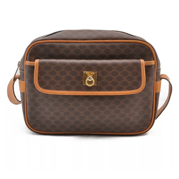 Celine Macadam Brown Monogram Messenger Bag with Tan Trim - Picture 2 of 10